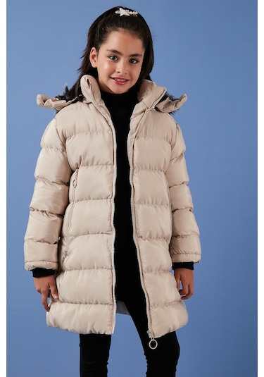 Lela Peluş Astarlı Yakası Suni Kürklü Çıkarılabilir Kapüşonlu Kışlık Kız Çocuk Mont 5766038 Taş Lela Peluş Astarlı Yakası Suni Kürklü Çıkarılabilir Kapüşonlu Kışlık Kız Çocuk Mont 5766038 Taş