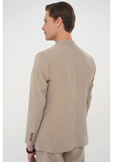 Slim Fit Torba Cep Spandex Karışımlı Casual Bej Ceket C 714 Bej
