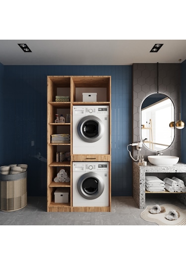 Vita Çamaşır Ve Kurutma Makinesi Dolabı Banyo Dolabı Çam