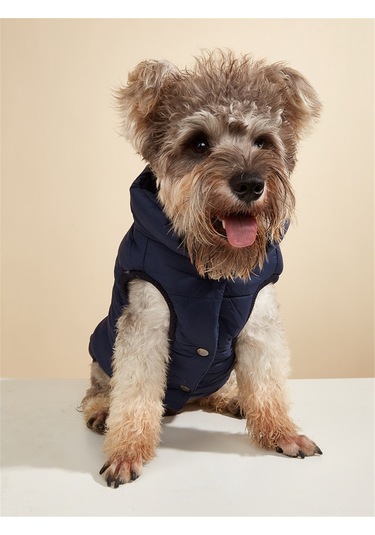 Geeksen Büyük Irk Köpekler İçin 2 Katlı Yünlü Isı Sağlayan Kollu Mont - Lacivert 2xl