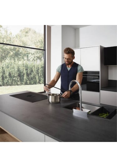 Hansgrohe Aquno Select M81 Tek Kollu Eviye Bataryası 170, Çekilebilir El Duşu, 3jet, Sbox Krom krom