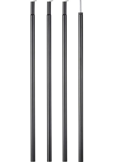Demir Malzeme, 16mm Çap, 55cm Katlanmış Uzunluk, 200cm Açık Uzunluk, 2 Adet Çadır Çubuğu Seti Siyah Siyah