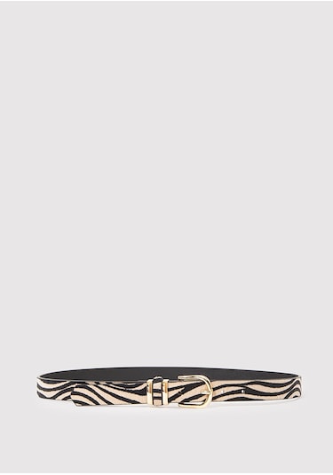 Mavi - Zebra Desenli Suni Deri Kemer 1913570-900 Siyah