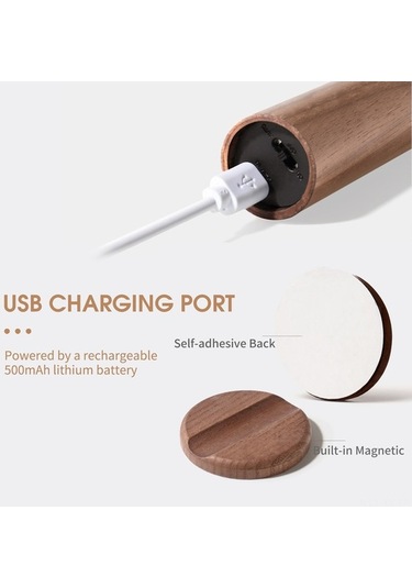 Willowhaven Usb Şarjlı Ahşap Gece Lambası - Hareket Sensörlü, Manyetik Tabanlı, Haki Haki