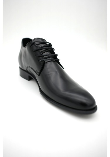 Alfa Erkek Hakiki Deri El Yapımı Siyah Klasik 7 Cm Boy Uzatan Ayakkabı Siyah