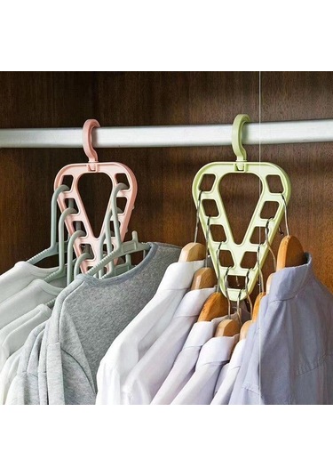 Pembe 9 Delik Sihirli Elbise Askısı Dolap Organizatör Kurutma Rafı Çok Fonksiyonlu Gardırop Eşarp Depolama Askı Uzay Tasarrufu Pembe