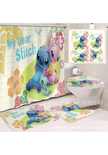 Leezsing Amerikan Stilinde Klasik Kartoon Desenli Duş Perdesi - Poliester, Su Geçirmez, Moğoya Dayanıklı, Kalın, Banyo Için Islak-kuru Bölme, 350 Gr, 3'lü Set Diğer