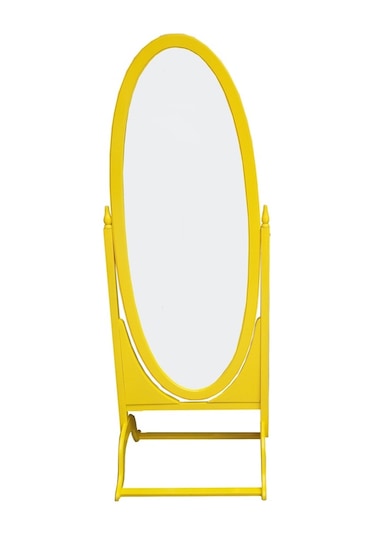 Boy Ayna Oval Model Ahşap Parlak Sarı Boya Natüre Klasik Ahşap M Ahşap