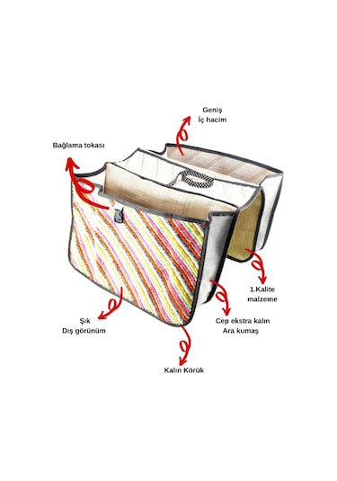 Halı Heybe Motorsiklet Motosiklet Scoter Cg Cub 50X95Cm Tokalı