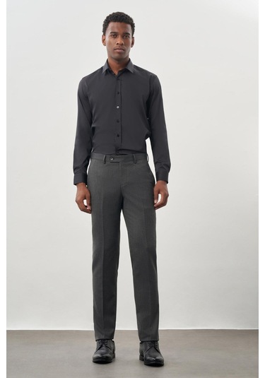 Antrasit Düz Gabardin Esnek Yan Cep Slim Fit Classic Pantolon 1003245209 071 Antrasit