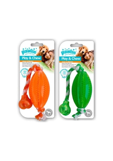 Pawise İpli Rugby Topu Köpek Kemirme Oyuncağı 40 CM Çok Renkli