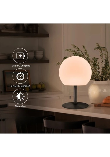 Besthome1 Gri Yuvarlak Led Masa Lambası Çok Renkli Işık Parti Ev Aydınlatma İp Şalterli Gri