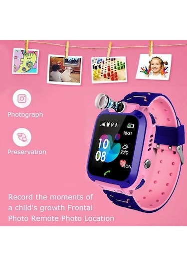 Mufunye Q12 Çocuk Akıllı Saati - Ip67 Su Geçirmez, Konum Tespiti, Tek Tuşlu Sos, Uzun Pil Ömrü, Prenses Pembe 3-12 Yaş