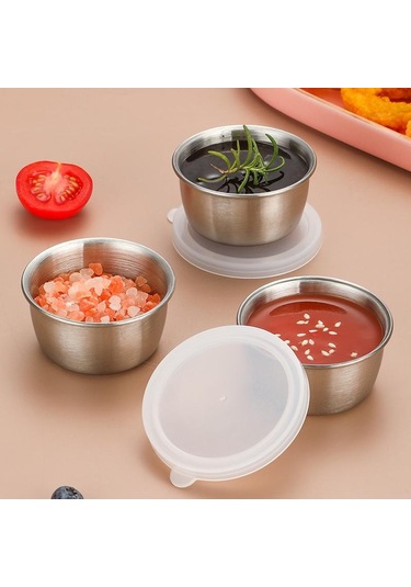 Sones 40 Ml 304 Paslanmaz Çelik Sos Kabı Plastik Kapaklı Sızdırmaz Sos Kabı Baharat Kabı