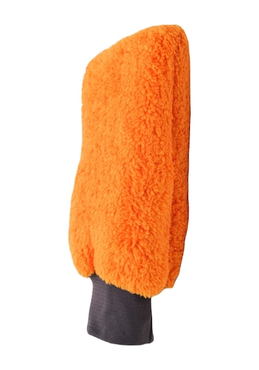 Welsoft Oto Yıkama Eldiveni Astarlı Araç Temizleme Mikrofiber Araba Cila Eldiveni Turuncu