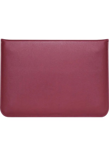 Macbook Pro 14 İnç M3 A2992 A2918 Uyumlu Deri Mıknatıslı Çanta Stantlı Şık Tasarım Mürdüm