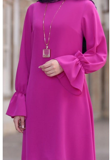 Leman Büyük Beden Tesettür Tunik Fuşya