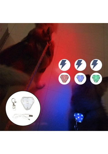 Homyl Köpek Tasması Gece Işığı Led Klipsli Etiket 3 Mod Beyaz