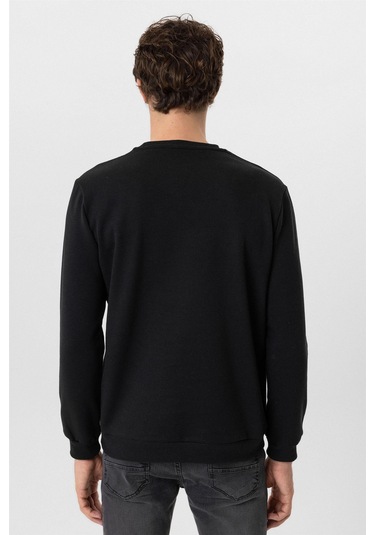 Süvari Oversize Kalıp O Yaka 3 İplik Yumuşak Dokulu Sweat Siyah