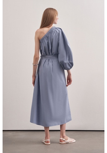 Mathilda Store Kadın Mavi Tek Kol Elbise Mavi