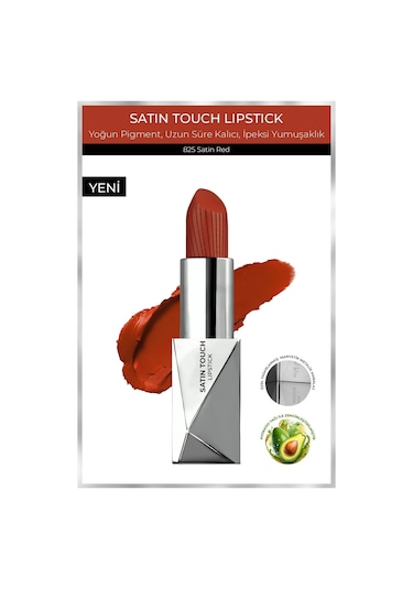 Alix Avien Uzun Süre Kalıcı Nemlendirici Pürüzsüz Etkili Yarı Mat Ruj Satin Touch Lipstick 825 Satin Red