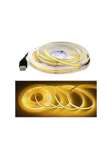 Sıcak Beyaz Dc 5v Usb Cob Şerit 320leds/m Beyaz/buz Mavisi/pembe/sarı/pembe/kırmızı Esnek Şerit Halat Gece Lambası Tv Arkaplan Led Şerit 3m