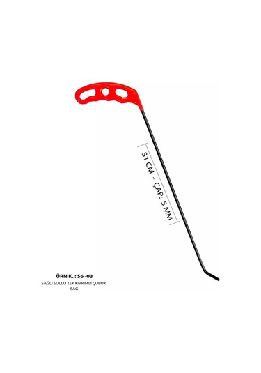31 Cm 5 Mm Çap Sağlı Sollu Tek Kıvrımlı Sağ Boyasız Göçük Düzeltme Çubuğu, Pdr Çubuk - S6-03