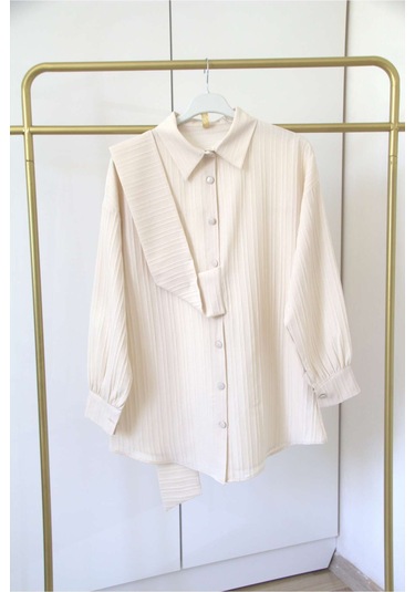 Bağlamalı Gömlek Ekru