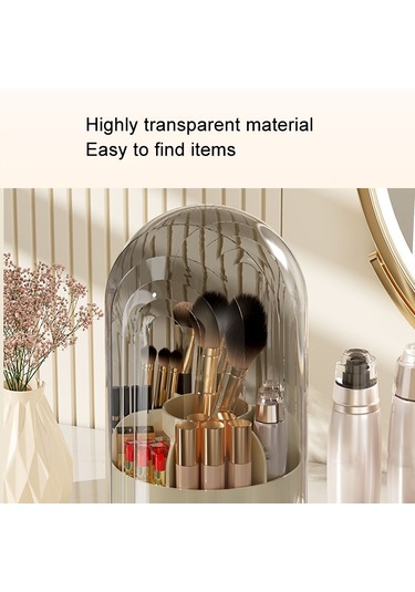 Sones Döner Toz Geçirmez Makyaj Fırçası Saklama Tüpü Tuvalet Masası Masaüstü Kalem Tüpü Şeffaf Siyah