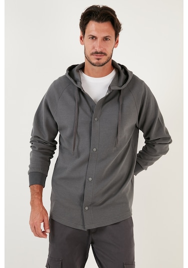 Buratti Pamuklu Kapüşonlu Relaxed Fit Erkek Gömlek 5905468 Antrasit Buratti Pamuklu Kapüşonlu Relaxed Fit Erkek Gömlek 5905468 Antrasit