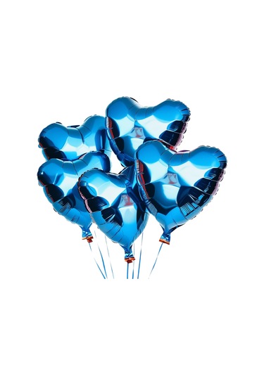 5 Adet 18 İnç 45 Cm Kalp Folyo Balon Mavi MAVİ