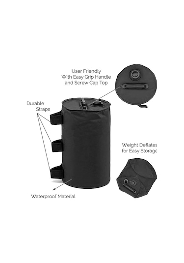 Tenfowee 10 Litre Pvc Su Dolgulu Çadır Ağırlığı - Dış Mekan Çadırları İçin Dayanıklı, Hafif Ve Kolay Saklanabilir Sünger Siyah