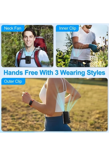 Boatshop1 2025 Aı Siyah Taşınabilir Fan 6600rpm 4 Hız Şarj Edilebilir 25 Saat Çalışma Bel Ve Boyun Fanı Kamp İş Yeri Açık Hava