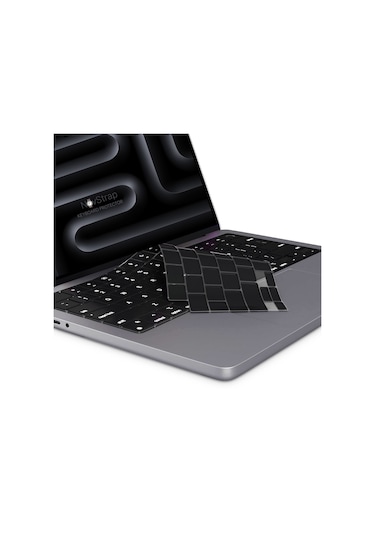 Novstrap  Macbook Pro M3 16 İnç A2991 İle Uyumlu Türkçe Q Klavye Siyah Klavye Koruyucu Kılıf Karışık Çok Renkli