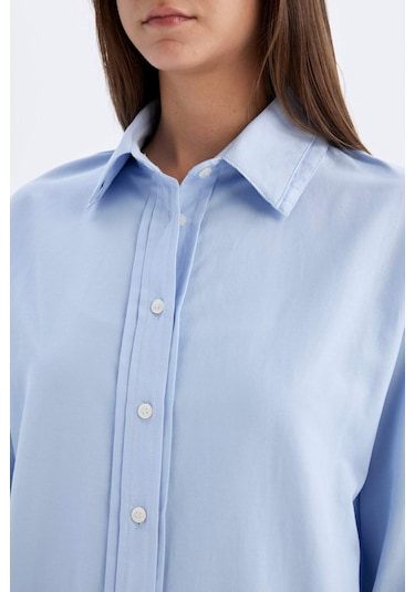 Defacto Relax Fit Poplin Uzun Kollu Gömlek Tunik C9430AX24SMBE429 Mavi Defacto Relax Fit Poplin Uzun Kollu Gömlek Tunik C9430AX24SMBE429 Mavi