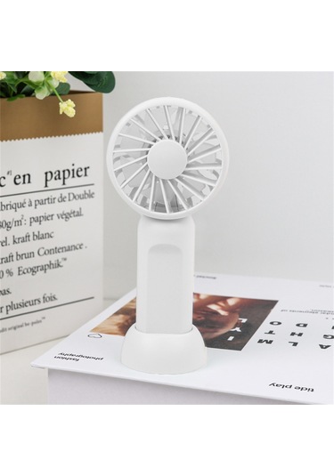 Taşınabilir El Tipi Vantilatör 3 Hız Ayarlanabilir Düşük Gürültülü Mini Masa Vantilatörü Çıkarılabilir Tabanlı - Beyaz