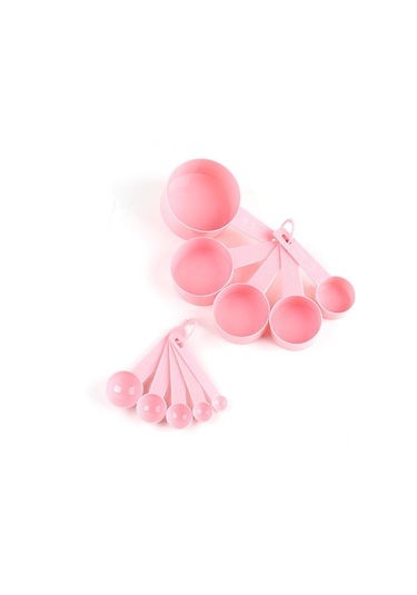 10 Adet/takım Mutfak Ölçüm Kaşığı Ölçüm Kapları Ölçüm Aletleri Taşınabilir Plastik Kahve Şeker Kepçesi Mutfak Aletleri Pembe