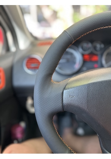 Peugeot 308 2011 Araca Özel Direksiyon Kılıfı Nokta Düz Turuncu