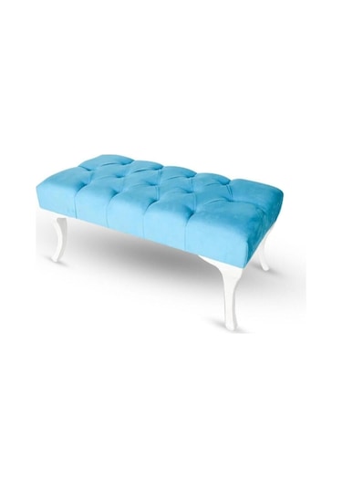 100 Cm Kapitoneli Ayak Ucu Kapı Önü Antre Bench Puf Açık Mavi