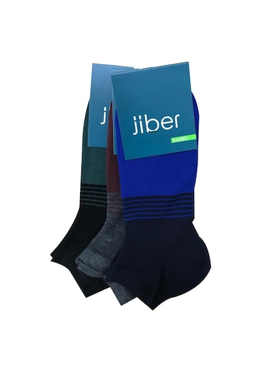Jiber Erkek Bambu Patik Çorap 6756 - 6 Adet Çok Renkli
