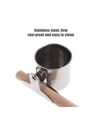 Pazly 2 Adet Paslanmaz Çelik Kuş Su Besleyici Klipsli Bardak, Klipsli Kuş Su Tavuğu Besleyici