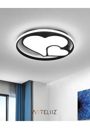 Arteluz Modern Kalp Model Tavan Led Avize Siyah