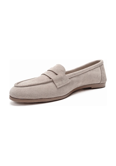 Luvishoes F02 Bej Suet Kadın Babet Bej