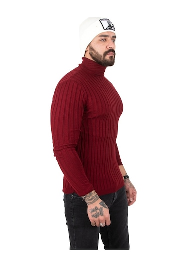 Deepsea Erkek Bordo Yarım Balıkçı Örme Kazak 2100017 Bordo