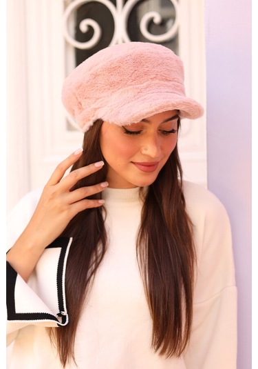Kadın Peluş Kaptan Denizci Şapka Rkş-05 Pudra Pudra