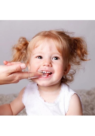 Bebek Damak Kaşıyıcı Fırça Bebek Diş Fırçası Silikon Parmak Fırça Şeffaf