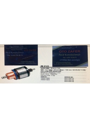 Im2123 Marş Kollektörü Renault Kangoo 1.9 D Traffıc Volvo S40 V40