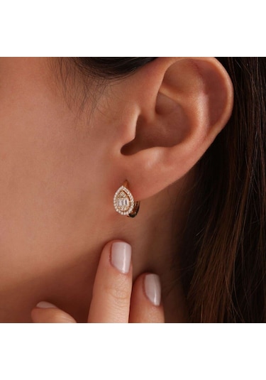 Sembol Gold Altın Damla Baget Küpe 1.5 Cm