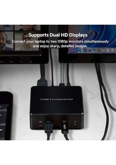 Belkin Usb-c Çift Ekran Bağlantı İstasyonu 85w Güç Dağıtımı, Hdm