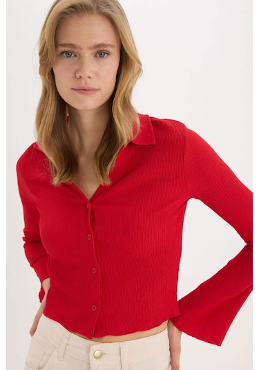 DeFacto Coool Fitted Bürümcük Uzun Kollu Gömlek A0012AX25SPRD51